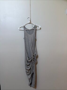 The Vanity Room Gray Sleeveless Ruched Maxi Dress